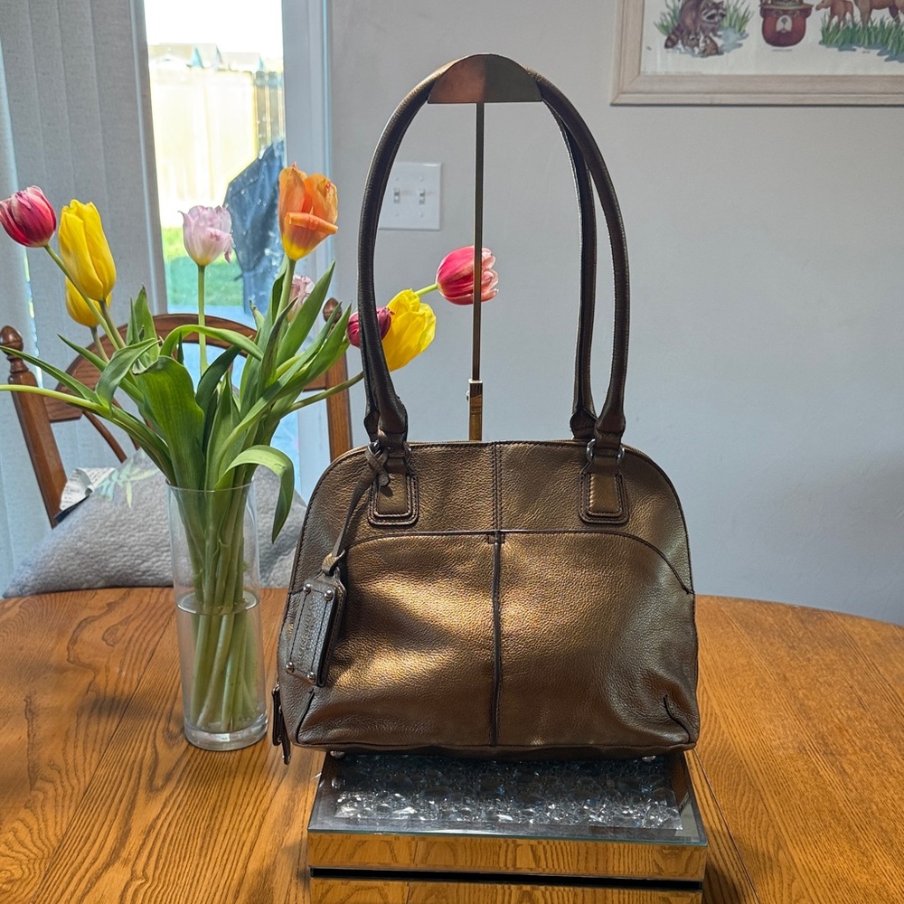 Tignanello Bronze Leather Shoulder Bag